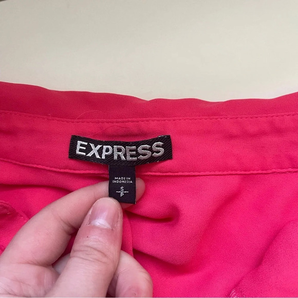 Express The Portofino Shirt Hot Pink Collared Button Down Blouse Small Women’s - Picture 8 of 10